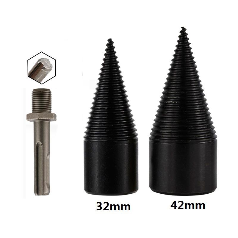 32 мм/42 мм сверло для колки дров из быстрорежущей стали с круглым/шестигранным/треугольным хвостовиком, конусное сверло для колки дерева, инструменты для деревообработки