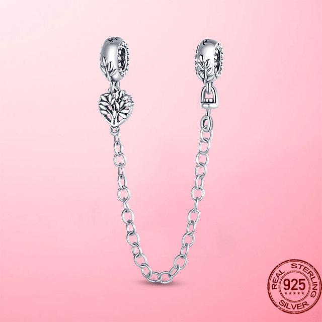 Бусины из стерлингового серебра 925 пробы, классическая защитная цепочка, стопорный зажим, подвеска, подходит для оригинального модного браслета, серебро 925 пробы, изготовление ювелирных изделий, подарок