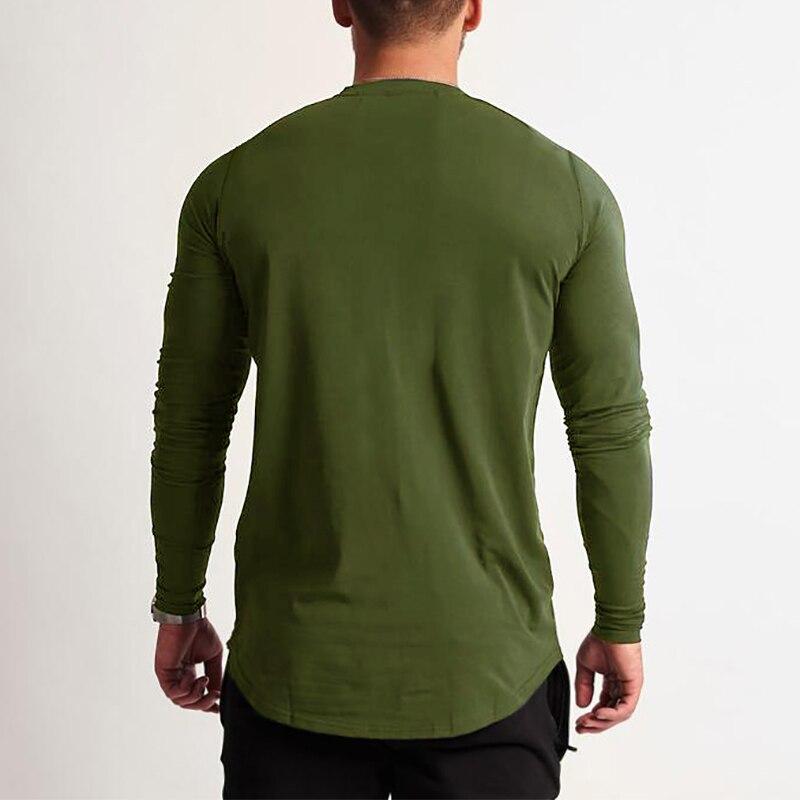 Muscleguys Весенне-осенняя мужская рубашка-рубашка, тонкие облегающие топы для фитнеса с длинным рукавом