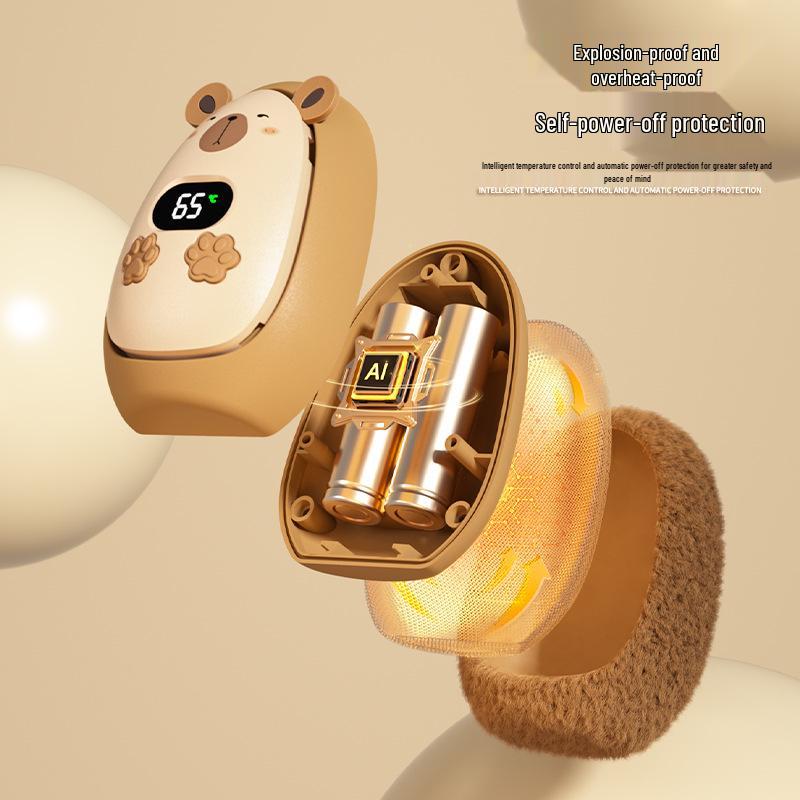 Портативная плюшевая электрическая грелка для рук с умным дисплеем – идеальный подарок для использования на открытом воздухе