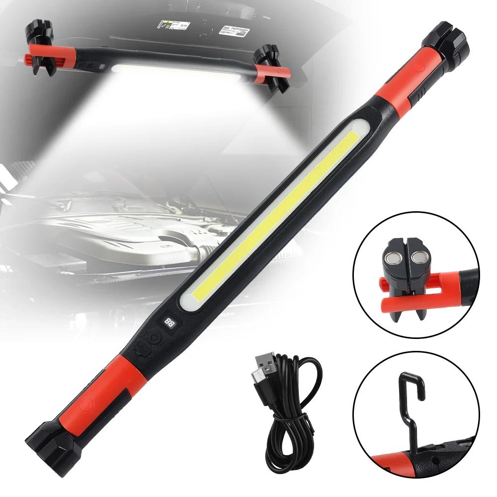 Super Bright LED Flashlight Magnetic Work Light Rechargeable Underhood Work Lamp Bar Built-in Battery for Car Repair Outdoor