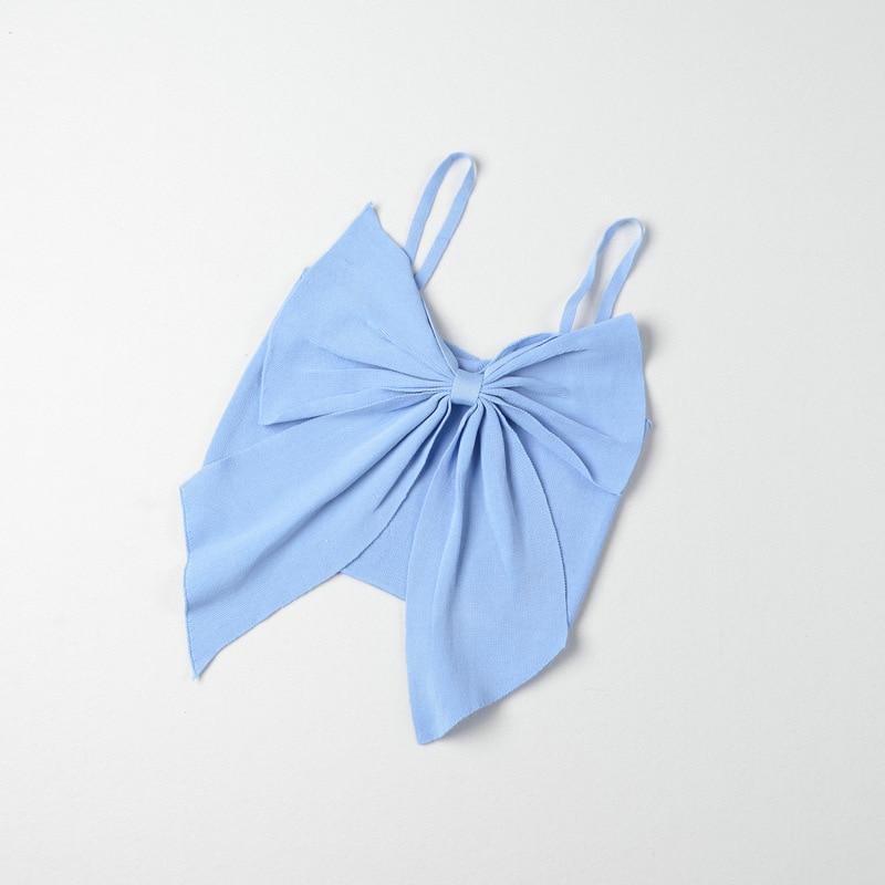 Женский однотонный укороченный топ без рукавов с бантом, трикотажные тонкие женские сексуальные, милые и шикарные тонкие базовые майки Kawaii, уличная одежда