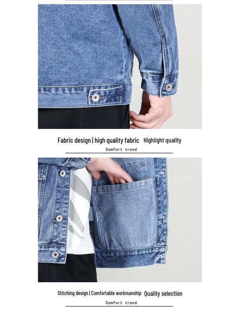 Мужская джинсовая куртка — японская мода, свободный крой, универсальная рабочая одежда для осени/зимы