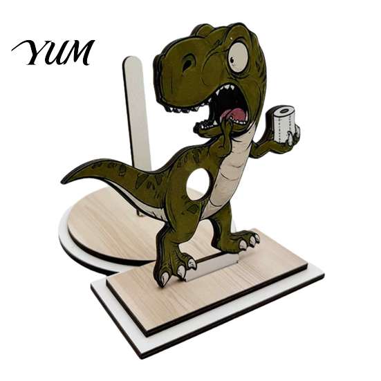 Humorous Animal Toilet Accessory Roll Paper Holder, Creative Shape Dispenser, Vertical Stable Tissue Stand Rack, Solid Wood for Kitchen And
