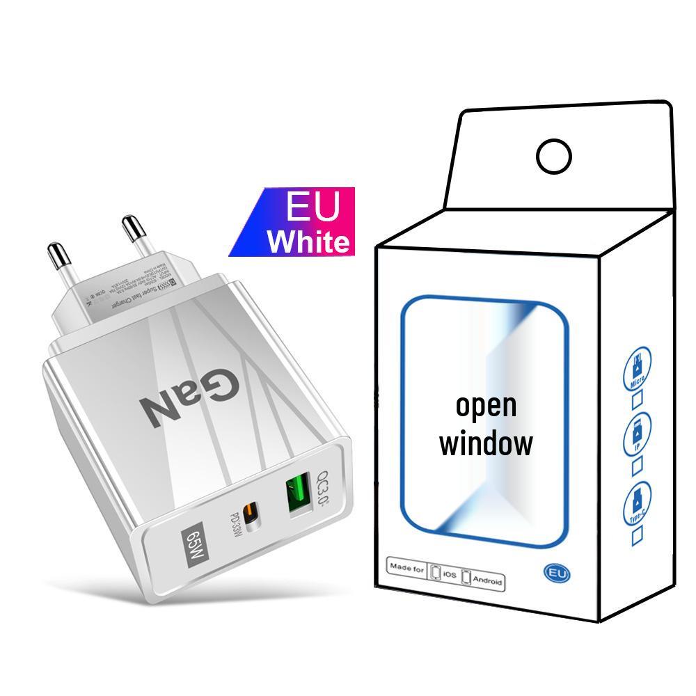 33 Вт GaN USB-зарядное устройство для мобильных телефонов QC 3.0 с вилкой US/EU/UK для быстрой зарядки