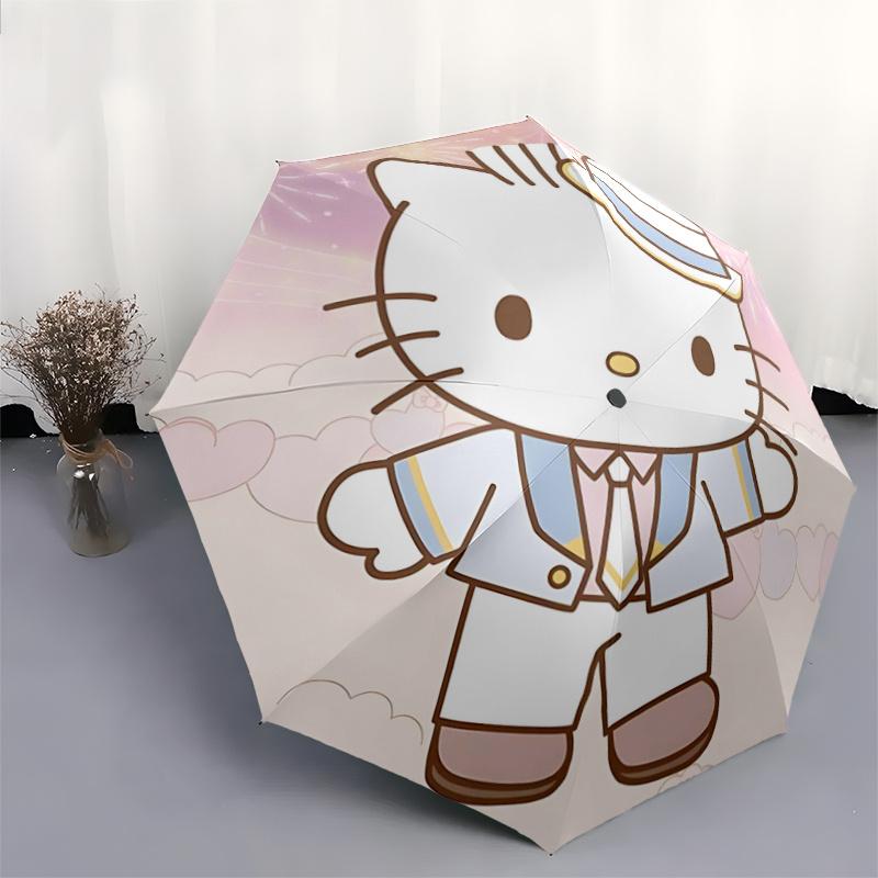 1pc Gentleman Hello Kitty Automatic Open/CloseUmbrella-CuteUmbrella with Cute Design, Portable 3-Fold Compact Umbrella for Men & Women, Valentine's Da