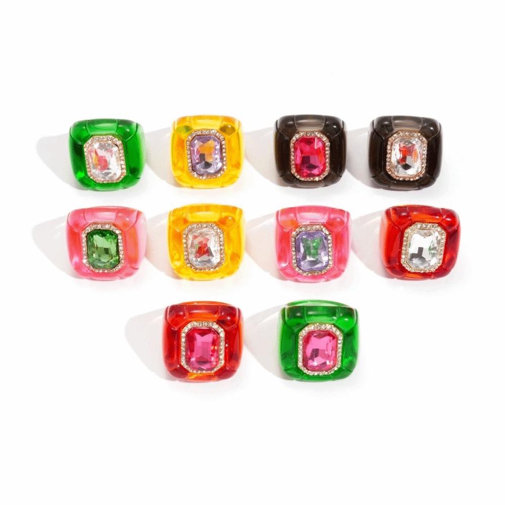 Candy Color Geometric Ring Y2K Classic Big Dome Plain Ring Hand Ornaments Acrylic Resin Ring  Party