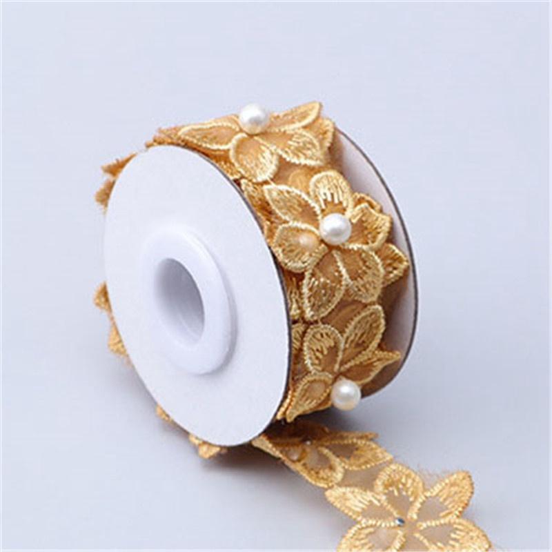 Изысканное свадебное платье, 1 ярд, аксессуары «сделай сам», кружевная вышитая лента, одежда, шитье, отделка цветами из бисера