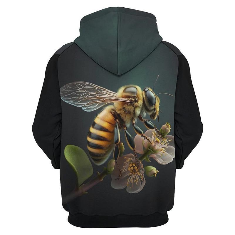 Cute Bee Pattern Hoodies Fashion Spring Autumn Mens Funny 3D Printed Long Sleeve Hoodie Casual Oversized Harajuku Pullovers