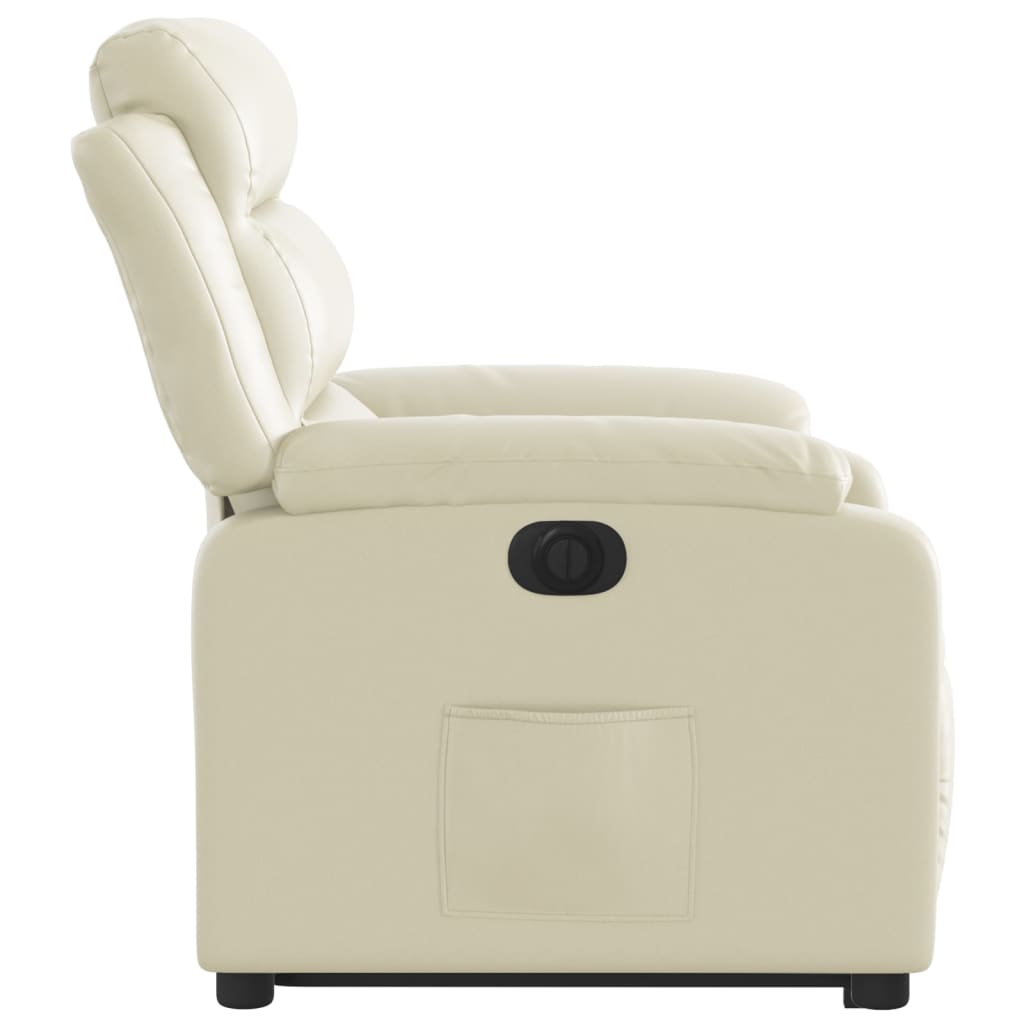 Recliner Chair with Lift Assistance Electric Cream Artificial Leather