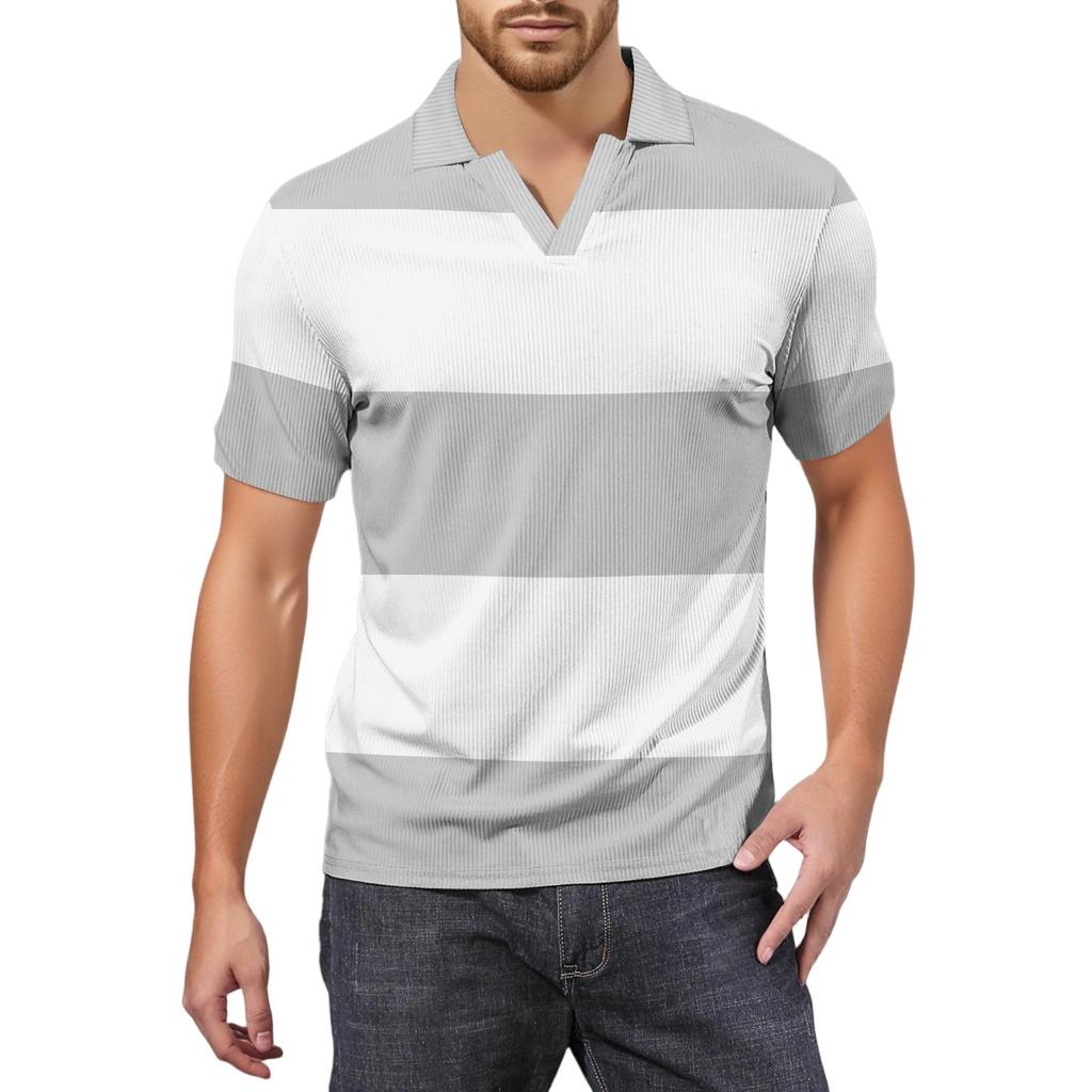 Мужская модная футболка для гольфа с коротким рукавом и V-образным вырезом