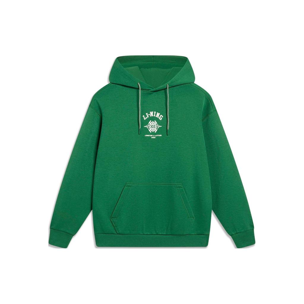 Li Ning Sports Lifestyle Series Letter Hooded Pullover Sweatshirt Men Sweatshirt Cool-Green AWDT377-4