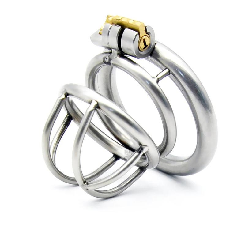 Small Penis Lock Male Steel Cock Cage Chastity Device Penis Ring Erotic Metal Bondage Husband Loyalty Sex Toys For Men