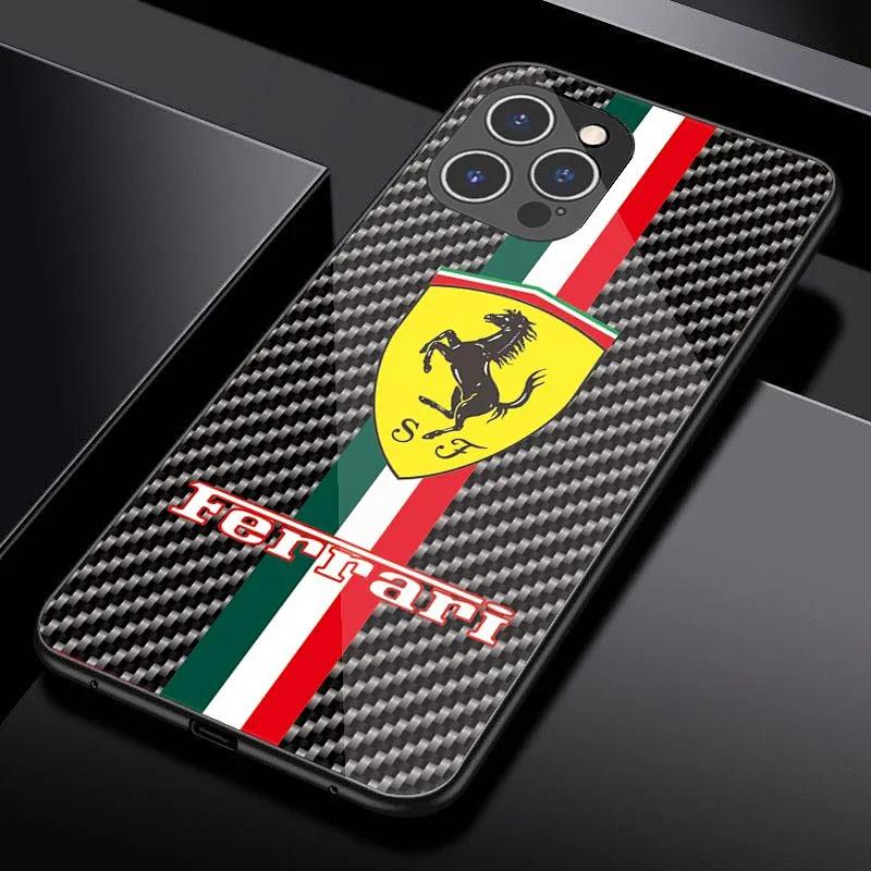 Спортивный чехол из закаленного стекла для телефона Ferrari 458 488 599 612 FF F12 Для iPhone 11 12 13 14 15 16 17Pro X XR XS Max Mini 7 8 Plus