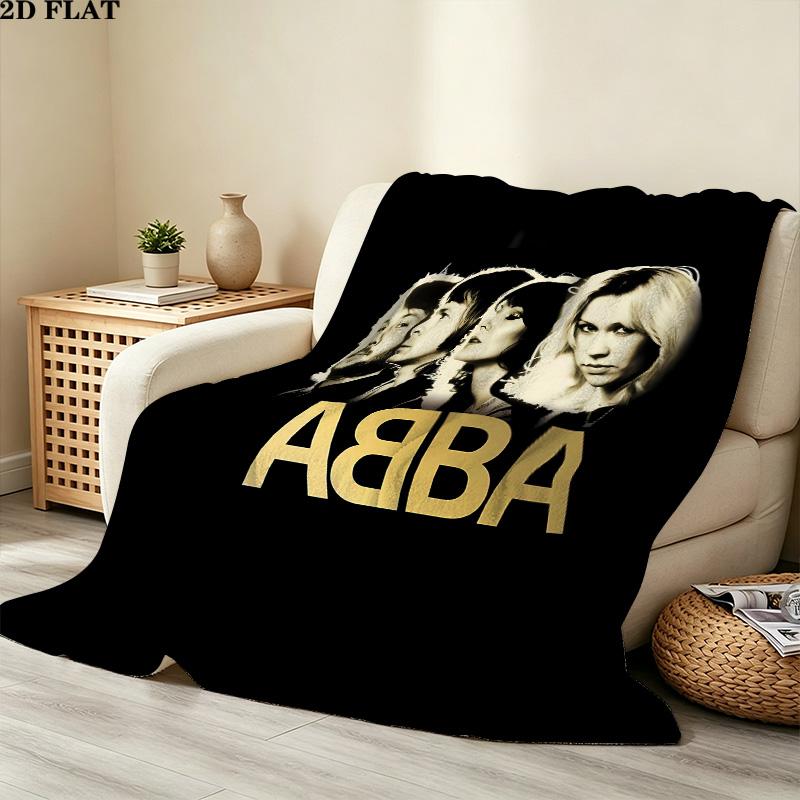 1PC Abba Movie Patterned Flannel Blanket Suitable For All Seasons For Home Decor Warmth And Comfort Gifts Holiday Present