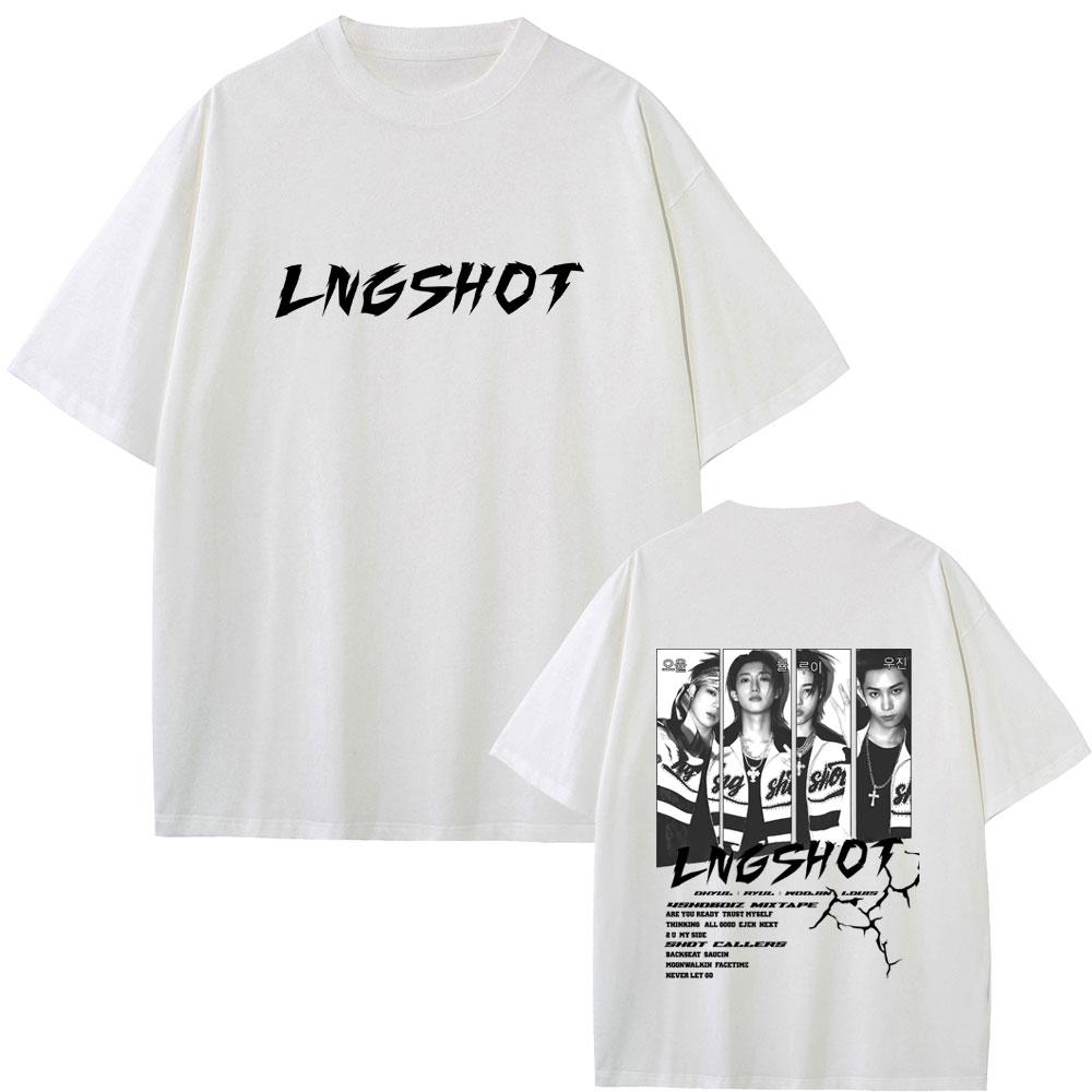Корейская группа Lngshot 4SHOBOIZ МИКСТЕЙП Shot Callers Футболка Унисекс Женская K-pop Мода Уличная одежда Унисекс Повседневная Мягкие хлопковые футболки