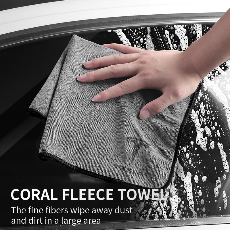 CQEPN1 For Tesla Model 3 Mode S X Model Y Emblem Car Logo Badge Microfiber Wash Towel Cotton Soft Cleaning Rag Drying Cloth Accessories