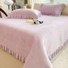 Зимний плюшевый роскошный комплект простыней, домашний текстиль, корейский простой однотонный двуспальный покрывало, наволочка, 3 шт., комплект постельного белья Queen