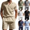 Men's 2 Pieces Linen Set Summer Beach Outfits Casual Short Sleeve Shirts And  Vacation Shorts