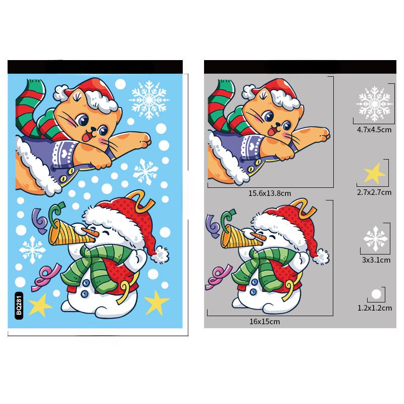 Christmas Decoration Window Stickers Cartoon Elk Santa Claus Snowman Xmas Mirror Stickers Merry Christma Sticker New Year
