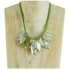[R4316] - 'Mistinguette' Silver Green Handmade Necklace - 13x9 Cm