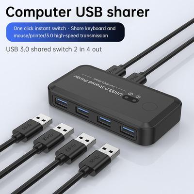 USB 3.0 Хаб-переключатель 2 входа 4 выхода Устройство для совместного использования принтера Двумя компьютерами