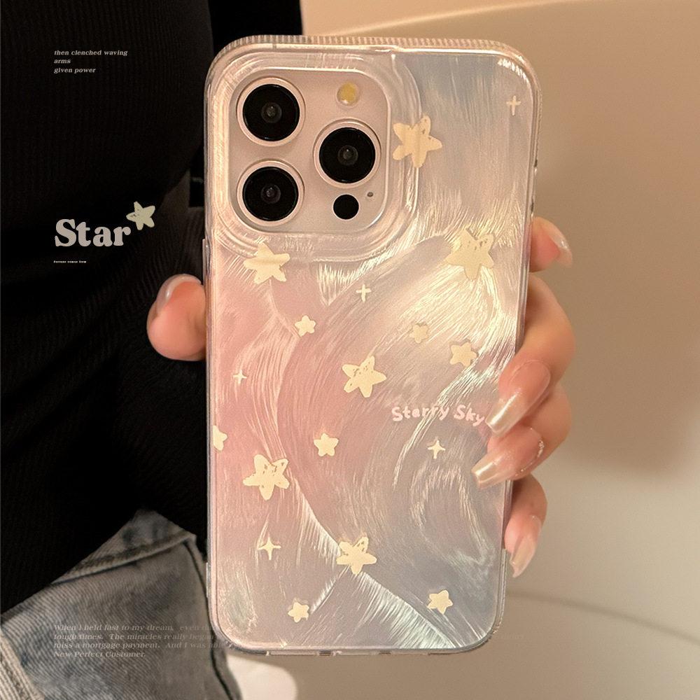 Модный Лазерный Градиентный Чехол-Звезда Для iPhone 17 16 15 14 13 12 11 Pro Max Plus 16E 17 Air XS Max X XR Задняя Крышка