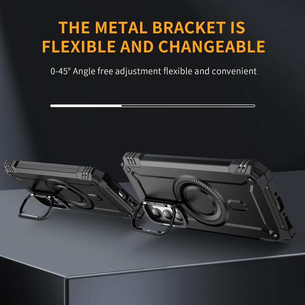 For Samsung Galaxy A36 5G Case Compatible with MagSafe Metal Lens Frame Kickstand PC+TPU Mobile Cover