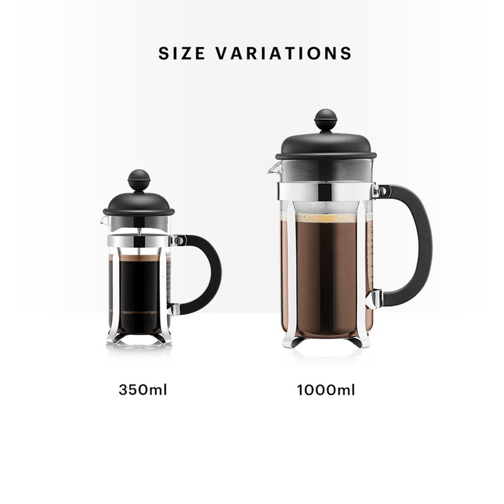 BODUM Coffee Maker Coffee Press CAFFETTIERA French Press Coffee Maker 350ml Black Stainless Steel Filter Glass Beaker Immersion Type Coffee [Genuine
