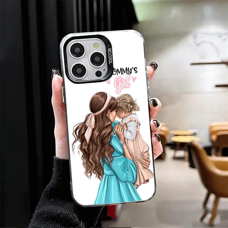 Мягкий чехол для телефона с тематикой "Мама и Малышка" для iPhone 15 16 17 Pro Max 17Air 16E 14 Plus 13 12 Mini Ударопрочная задняя крышка