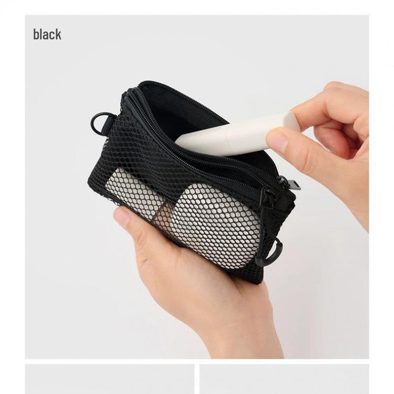 Портативный сетчатый чехол MUJI с двойной молнией - Маленькая ручная сумка для хранения косметики