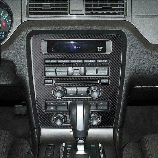 Carbon Fiber Center Navigation Radio Panel Trim Cover For Ford Mustang 2009-2013