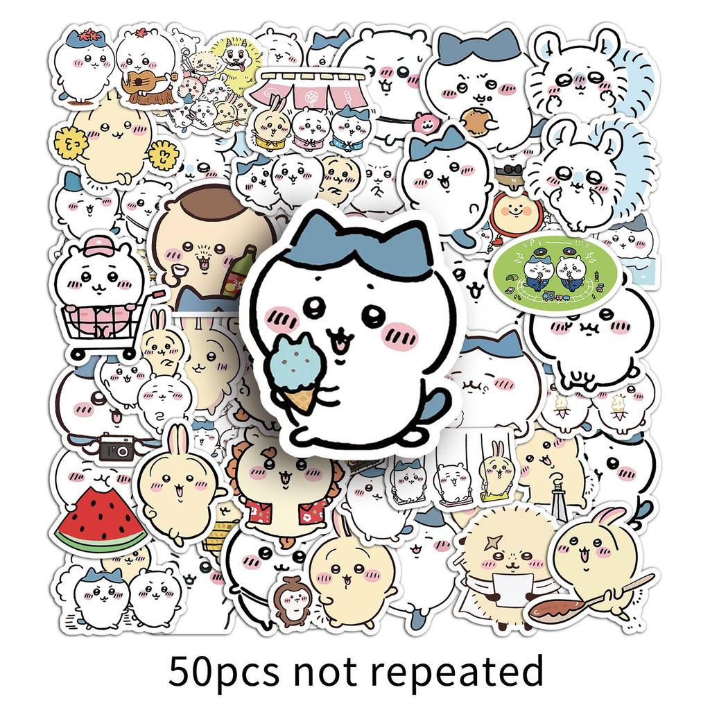 50pcs Chiikawa Cartoon Stickers Cute Expression Pack Jiyika Wow Decorative Water Cup Mobile Phone Small Mochi Stickers