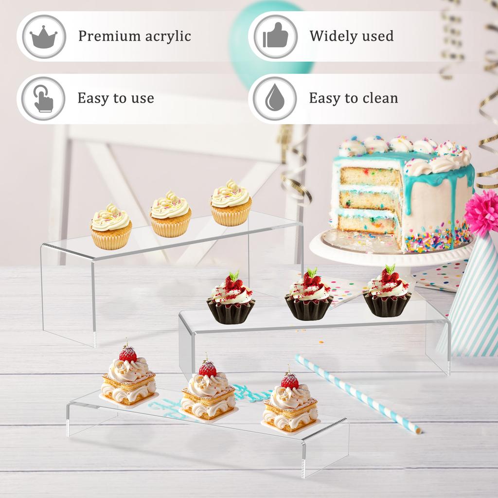 3/6/9 Pcs Acrylic Display Stand U Shape Cake Doll Display Stand Stackable Cosmetic Bag Jewelry Storage Shelf for Figure Cosmetic