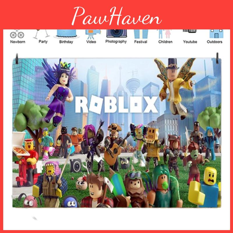 Баннер для украшения дня рождения в стиле игры Roblox для мальчиков 5x3 Этилен Фотофон Ткань