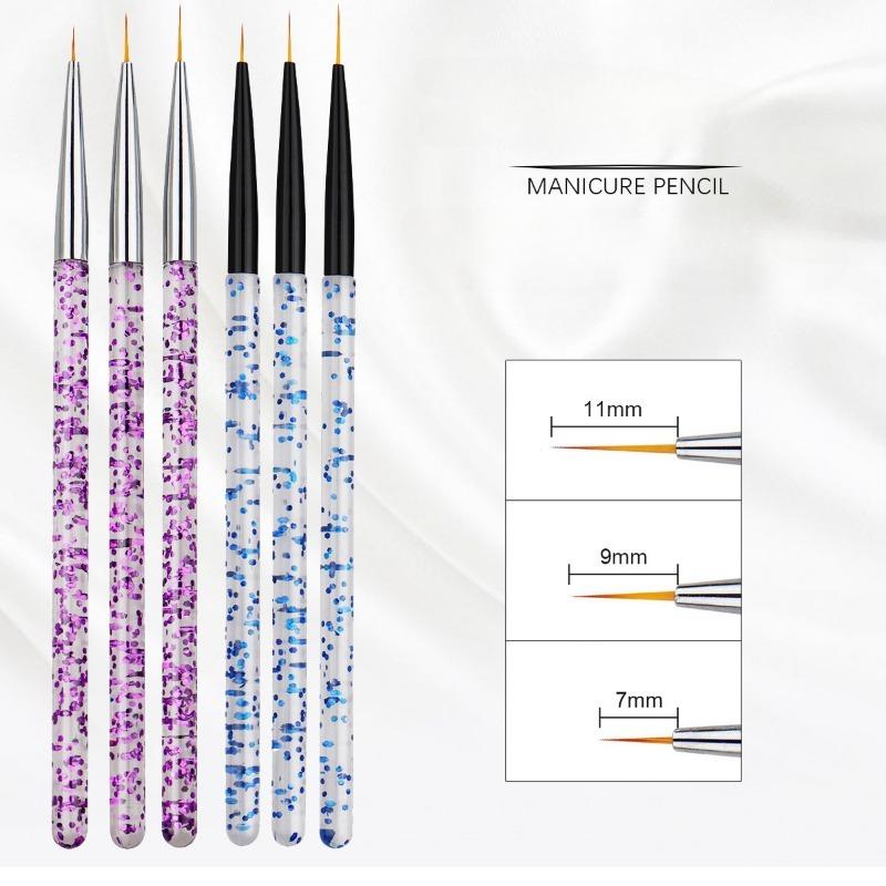 Exquisite Nail Art Brush Acrylic Pen Rod Delicate Brush Head Nail Art Drawing Line Detail Brush Flower Checkered Pattern Painting Pen