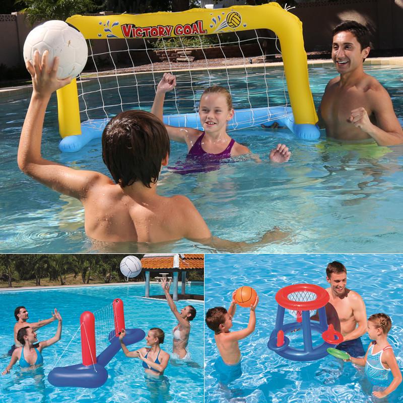 Inflatable Volleyball & Basketball Pool Set for Adults and Kids - Water Play & Beach Toys