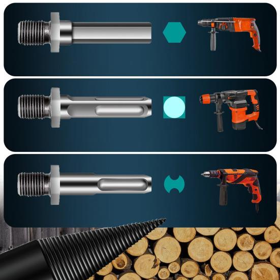 32-миллиметровое сверло по дереву с 3 ручками, съемное стальное сверло для колки дров, конусообразное сверло для колки дров для электрической дрели