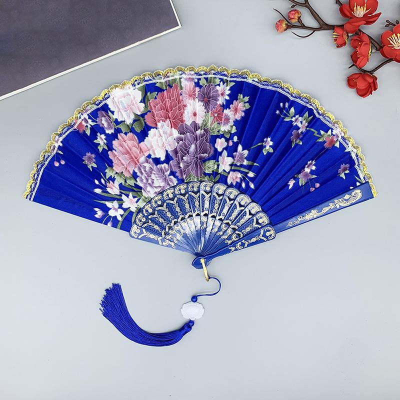 Китайский стиль Винтажный шелковый складной веер Искусство Ремесла Подарок Украшение для дома Танцевальный ручной веер Декоративный веер для комнаты