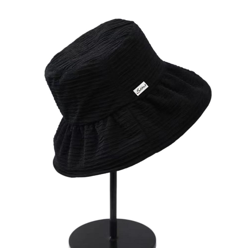 Foldable Wide Brim Sun Hat Breathable Solid Color Bucket Hat Fashion Fishmen Hat  Summer