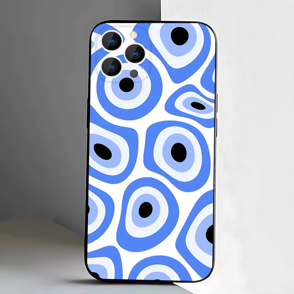 Чехол на телефон 'Сглаз Счастливый глаз' Синий Для iPhone 17,16,15,14,13,12,Pro,Max,Plus,E,SE4,Air,Mini Черный Мягкая коробка