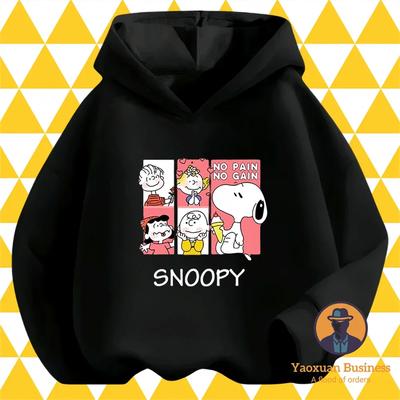 Модные детские худи на осень и зиму, Снупи, мультяшный принт, кавайный, милые для мальчиков и девочек, худи и свитшоты