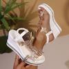 Fashion Rhinestone Butterfly Decor Chunky Platform Sandals Women Fashion Slip On Wedges Sandles Woman Lightweight Elastic Band Sandals