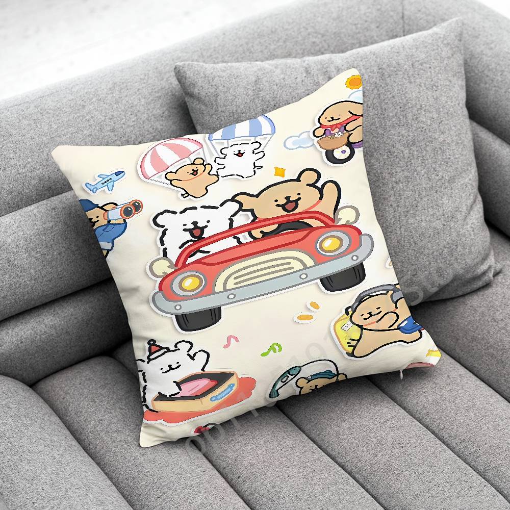 Korea Line Puppy Maltese Dog Throw Pillow Case For 30x30cm 40x40cm 45x45cm 50x50cm 55x55cm Square Sofa Pillowcase Shell