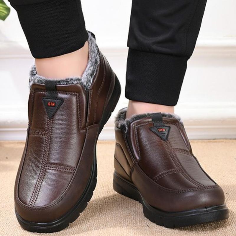 Уличные мужские ботинки легкие модные повседневные туфли зимние теплые меховые хлопковые туфли