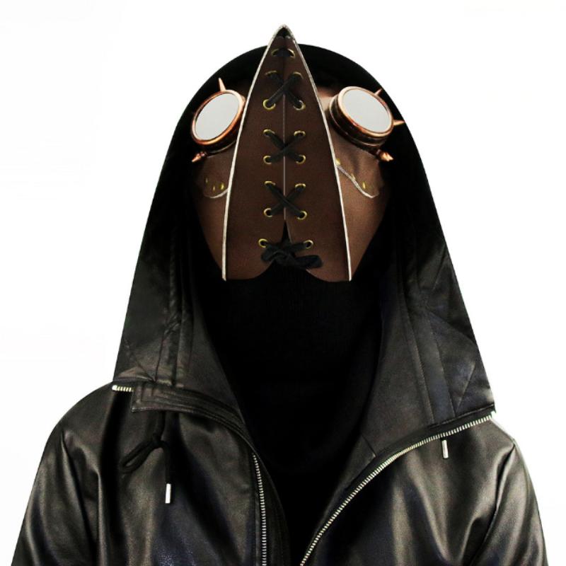 Кожаная маска чумного доктора для мужчин, взрослых, роскошная маска в стиле стимпанк на Хэллоуин, маска чумного доктора для косплея, искусственная маска в стиле парового панка, карнавальная опора