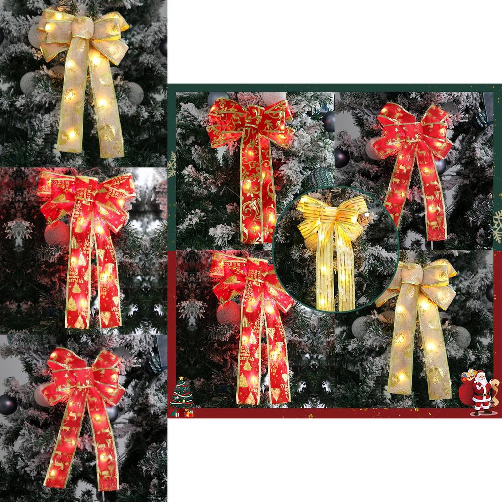 Элегантное Рождественское Украшение Теплый Свет Бант Подвесное Украшение Для Праздничной Елки