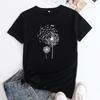 Summer Round Neck Dandelion Dragonfly Pattern Printed Top Fashionable Casual Short Sleeved Women's Pure Cotton T-shirts