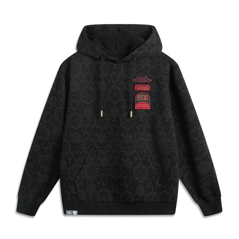 Li Ning X Palace Museum Collaboration Ruyi Series CNY Zodiac Year Китайская культура Спортивная мода Свободная толстовка с капюшоном Унисекс толстовки Черный Серый AWDV839-5