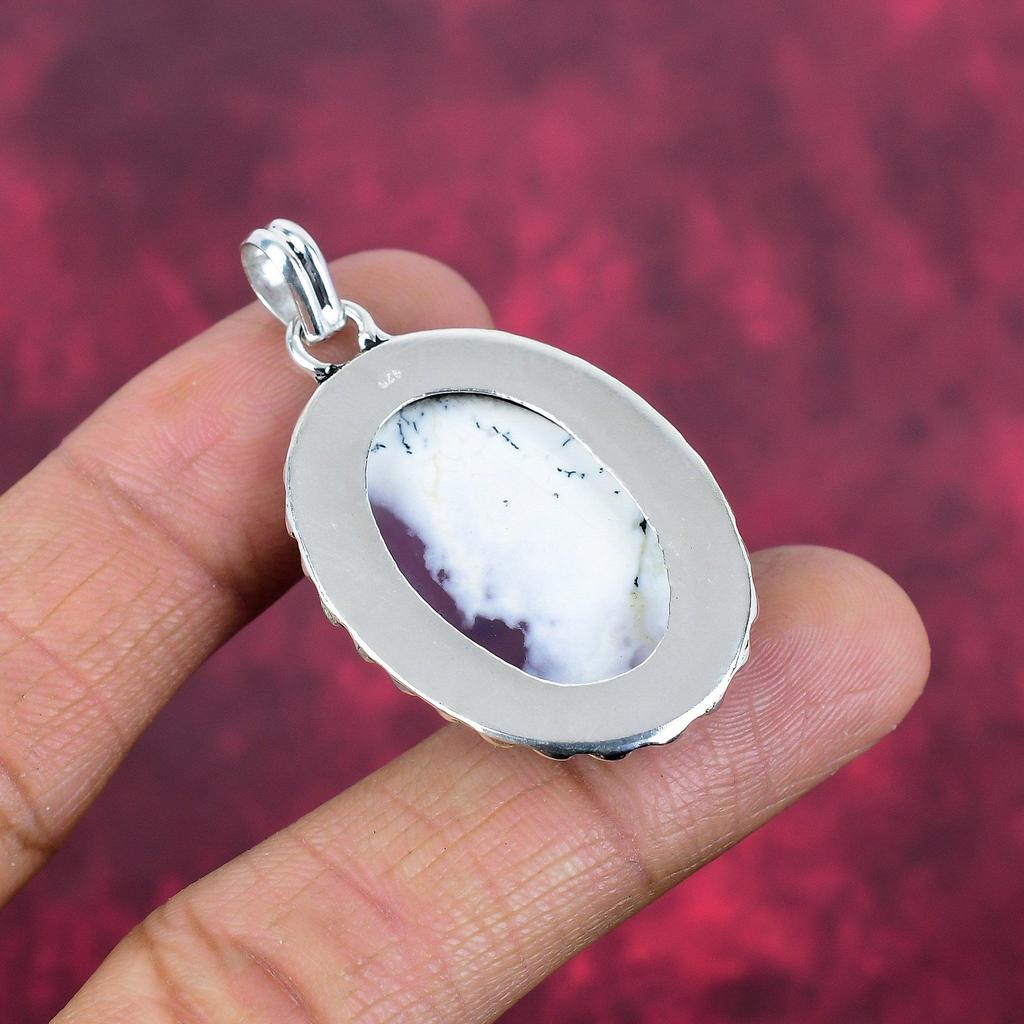 Подвеска с опалом дендрита, ювелирные изделия из драгоценного камня, 925 пробы, подвеска из чистого серебра, ручная работа, изумительная подвеска